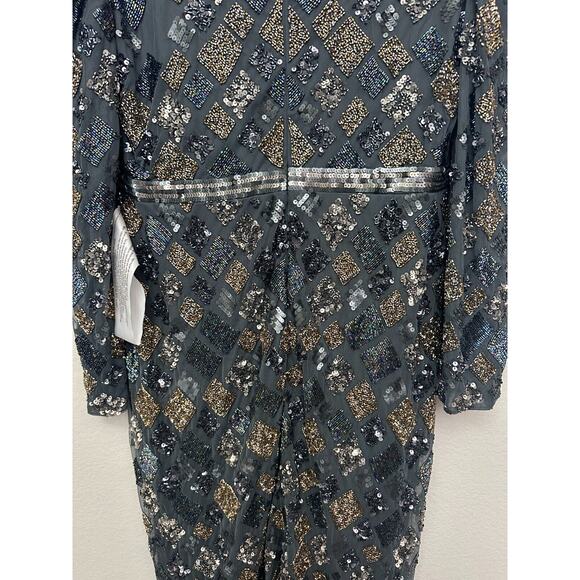 Mac Duggal Womens Evening Dress Size 12 Geometric Heavily Beaded 5472 $598 - Picture 9 of 11
